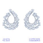 Wholesale open teardrop earrings with oval cubic zirconia on real gold plated brass and 925 silver pins from JuneJewelry.com.