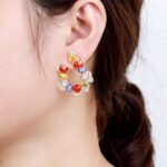 Wholesale pastel crystal earrings with multicolored oval zircon and 925 silver pins from JuneJewelry.com – luxury fashion jewelry for bulk orders.