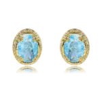 Wholesale oval zircon earrings with 18K gold plated brass and 925 silver needles from JuneJewelry.com – classic vintage fashion jewelry for bulk orders.