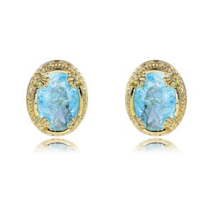 Wholesale oval zircon earrings with 18K gold plated brass and 925 silver needles from JuneJewelry.com – classic vintage fashion jewelry for bulk orders.