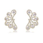 Wholesale lace butterfly earrings with oval zircons and 925 silver needles from JuneJewelry.com – unique filigree fashion jewelry for bulk orders.