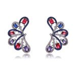 Wholesale lace butterfly earrings with oval zircons and 925 silver needles from JuneJewelry.com – unique filigree fashion jewelry for bulk orders.