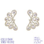 Wholesale lace butterfly earrings with oval zircons and 925 silver needles from JuneJewelry.com – unique filigree fashion jewelry for bulk orders.