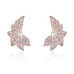 Wholesale butterfly pearl earrings with zircon pave and gold plated copper from JuneJewelry.com – luxury 925 silver needle fashion jewelry for bulk orders.