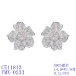 Wholesale luxury zircon earrings with flower and leopard designs on real gold plated copper from JuneJewelry.com – premium fashion jewelry for bulk buyers.
