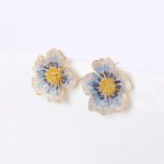Wholesale luxury zircon earrings with flower and leopard designs on real gold plated copper from JuneJewelry.com – premium fashion jewelry for bulk buyers.