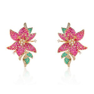 Wholesale Tulip Zircon Earrings – 18K Gold Plated Copper