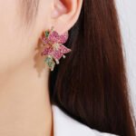 Wholesale Tulip Zircon Earrings – 18K Gold Plated Copper