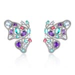 Wholesale butterfly zircon earrings with 925 silver needles and 14K gold plated brass from JuneJewelry.com – luxury filigree jewelry for bulk orders.