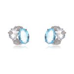 Wholesale blue zircon earrings with sky-blue oval stones and 925 silver needles from JuneJewelry.com – luxury nautical fashion jewelry for bulk buyers.