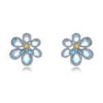Wholesale multi-color flower earrings with colorful teardrop zircon and 925 silver pins from JuneJewelry.com – premium fashion jewelry for bulk orders.