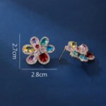 Wholesale multi-color flower earrings with colorful teardrop zircon and 925 silver pins from JuneJewelry.com – premium fashion jewelry for bulk orders.