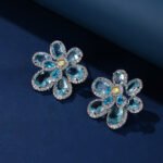 Wholesale multi-color flower earrings with colorful teardrop zircon and 925 silver pins from JuneJewelry.com – premium fashion jewelry for bulk orders.