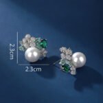 Wholesale floral pearl earrings with multicolored cubic zirconia and 925 silver needles from JuneJewelry.com – luxury jewelry for bulk orders.
