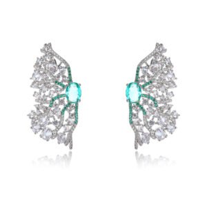 Wholesale colorful butterfly earrings with multicolored zircon stones and 925 silver pins from JuneJewelry.com – premium wing-shaped jewelry for bulk orders.