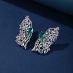 Wholesale colorful butterfly earrings with multicolored zircon stones and 925 silver pins from JuneJewelry.com – premium wing-shaped jewelry for bulk orders.