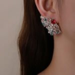 Wholesale colorful butterfly earrings with multicolored zircon stones and 925 silver pins from JuneJewelry.com – premium wing-shaped jewelry for bulk orders.