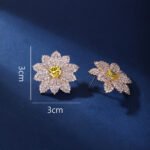 Wholesale red heart earrings with white zircon flower petals and 925 silver pins from JuneJewelry.com – luxury bridal jewelry for bulk orders.