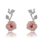 Wholesale snake zircon earrings with white pave stones on real gold plated copper from JuneJewelry.com – unique serpent fashion jewelry for bulk orders.