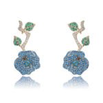 Wholesale snake zircon earrings with white pave stones on real gold plated copper from JuneJewelry.com – unique serpent fashion jewelry for bulk orders.