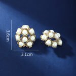 Wholesale shell pearl earrings with zircon stones and gold plated copper floral design from JuneJewelry.com – 925 silver needle fashion jewelry for bulk buyers.