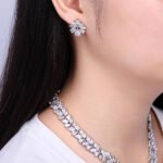 Wholesale zircon jewelry set with true gold plating and marquise-cut white stones from JuneJewelry.com – premium quality bridal jewelry for bulk purchase.