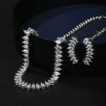 Wholesale copper zircon jewelry set with real gold plating and sparkling white stones from JuneJewelry.com – luxury bridal jewelry for bulk orders.