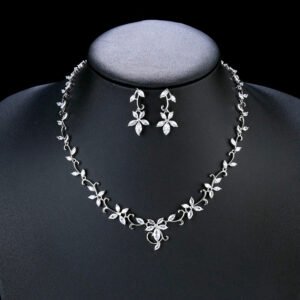 Wholesale copper zircon jewelry set with real gold plating from JuneJewelry.com – unique design for bulk orders and free shipping.