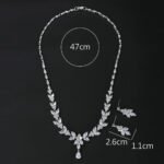 Wholesale bridal zircon set featuring a luxury teardrop pendant necklace and matching earrings in real platinum plated copper from JuneJewelry.com.