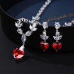 Wholesale copper zircon jewelry set with marquise and heart-cut stones, real gold plated copper from JuneJewelry.com – premium bridal accessories for bulk orders.