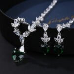 Wholesale copper zircon jewelry set with marquise and heart-cut stones, real gold plated copper from JuneJewelry.com – premium bridal accessories for bulk orders.