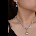 Wholesale copper zircon jewelry set with marquise and heart-cut stones, real gold plated copper from JuneJewelry.com – premium bridal accessories for bulk orders.