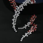 Wholesale copper zircon jewelry set with real gold plating and marquise-cut white stones from JuneJewelry.com – unique factory price jewelry for boutiques.