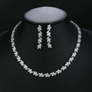 Wholesale Luxury Zircon Set featuring brilliant cushion-cut stones and true gold plating on copper from JuneJewelry.com.