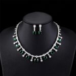 Wholesale luxury zircon set with gold plated copper and S925 silver needle earrings from JuneJewelry.com – premium bridal jewelry for bulk orders.