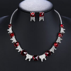 Wholesale luxury zircon set with yellow cushion-cut stones and gold plated copper from JuneJewelry.com – high-quality 925 silver needle bridal jewelry.