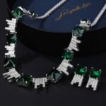 Wholesale luxury zircon set with yellow cushion-cut stones and gold plated copper from JuneJewelry.com – high-quality 925 silver needle bridal jewelry.