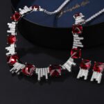 Wholesale luxury zircon set with yellow cushion-cut stones and gold plated copper from JuneJewelry.com – high-quality 925 silver needle bridal jewelry.