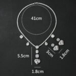 Wholesale Copper Zircon Jewelry set with heart drop necklace and matching earrings featuring 925 silver pins from JuneJewelry.com.