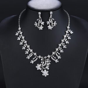 Wholesale copper zircon set with real gold plating and marquise-cut stones from JuneJewelry.com – premium bridal jewelry for bulk orders.