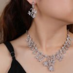 Wholesale copper zircon set with real gold plating and marquise-cut stones from JuneJewelry.com – premium bridal jewelry for bulk orders.