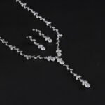 Wholesale copper zircon jewelry set with marquise-cut stones and real gold plating from JuneJewelry.com – luxury bridal accessories for bulk orders.