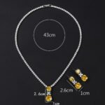 Wholesale Copper Zircon Set featuring a luxury necklace and earrings with 925 silver pins and real gold plating from JuneJewelry.com.