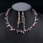 Wholesale multi-color zircon set with mixed-shape stones and gold plated copper from JuneJewelry.com – high-quality 925 silver needle jewelry.