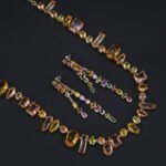 Wholesale multi-color zircon set with mixed-shape stones and gold plated copper from JuneJewelry.com – high-quality 925 silver needle jewelry.