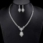 Wholesale premium zircon set with sparkling marquise stones on real gold plated copper from JuneJewelry.com – luxury bridal jewelry for bulk buyers.