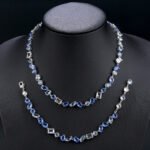 Wholesale copper zircon jewelry set with a heavy crystal necklace and 925 silver needle earrings from JuneJewelry.com – luxury bridal jewelry for bulk orders.