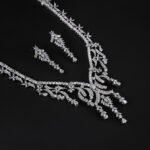 Wholesale crystal jewelry set with marquise and pear-cut zircons on real gold plated copper from JuneJewelry.com – luxury bridal jewelry for bulk orders.