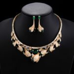 Luxury Wholesale Zircon Set featuring elegant teardrop and cushion cut zircons on gold plated copper base from JuneJewelry.com.