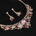 Luxury Wholesale Zircon Set featuring elegant teardrop and cushion cut zircons on gold plated copper base from JuneJewelry.com.